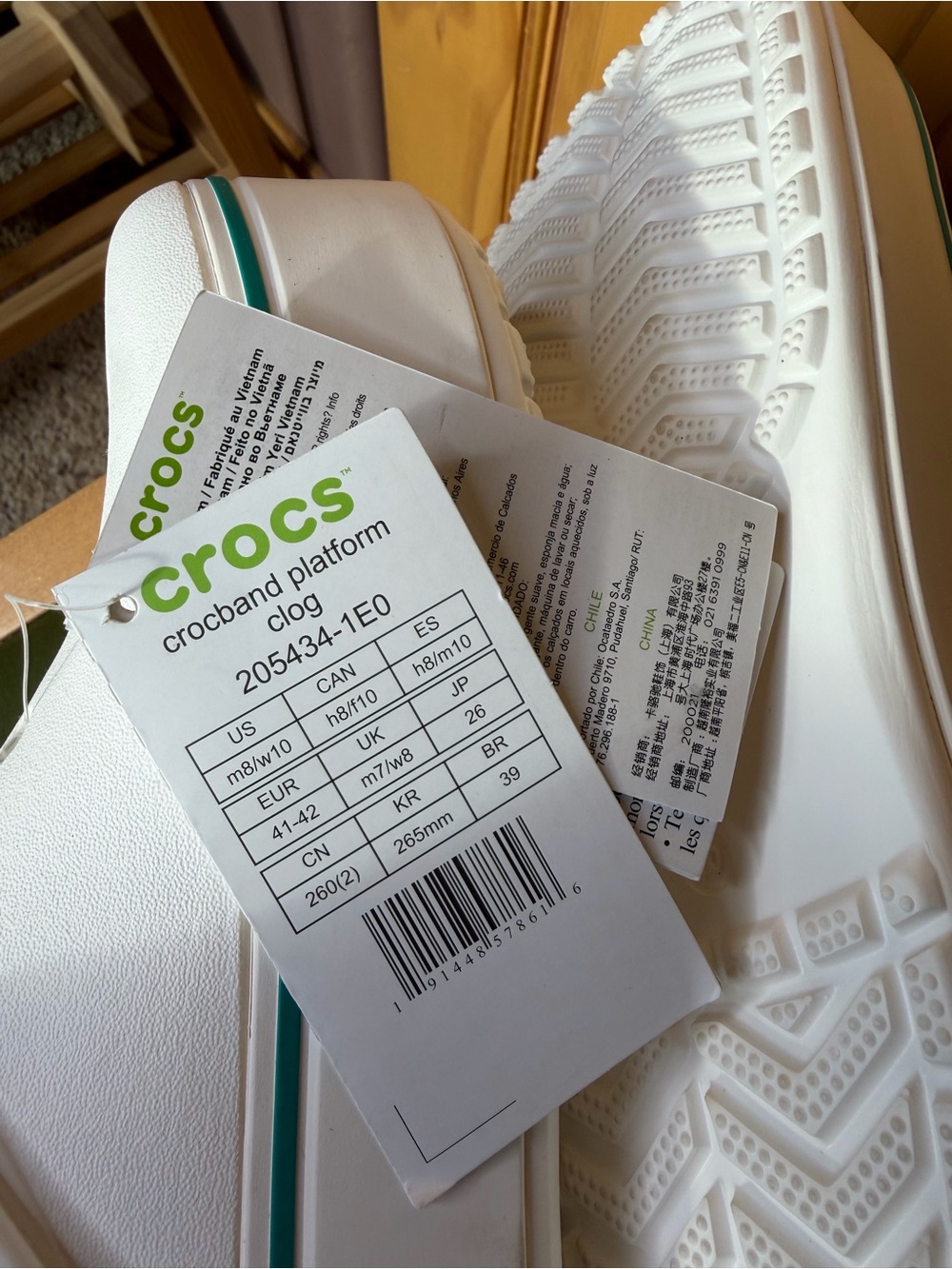 CROCS White Platform Clogs with Teal Stripe - Picture 4 of 5